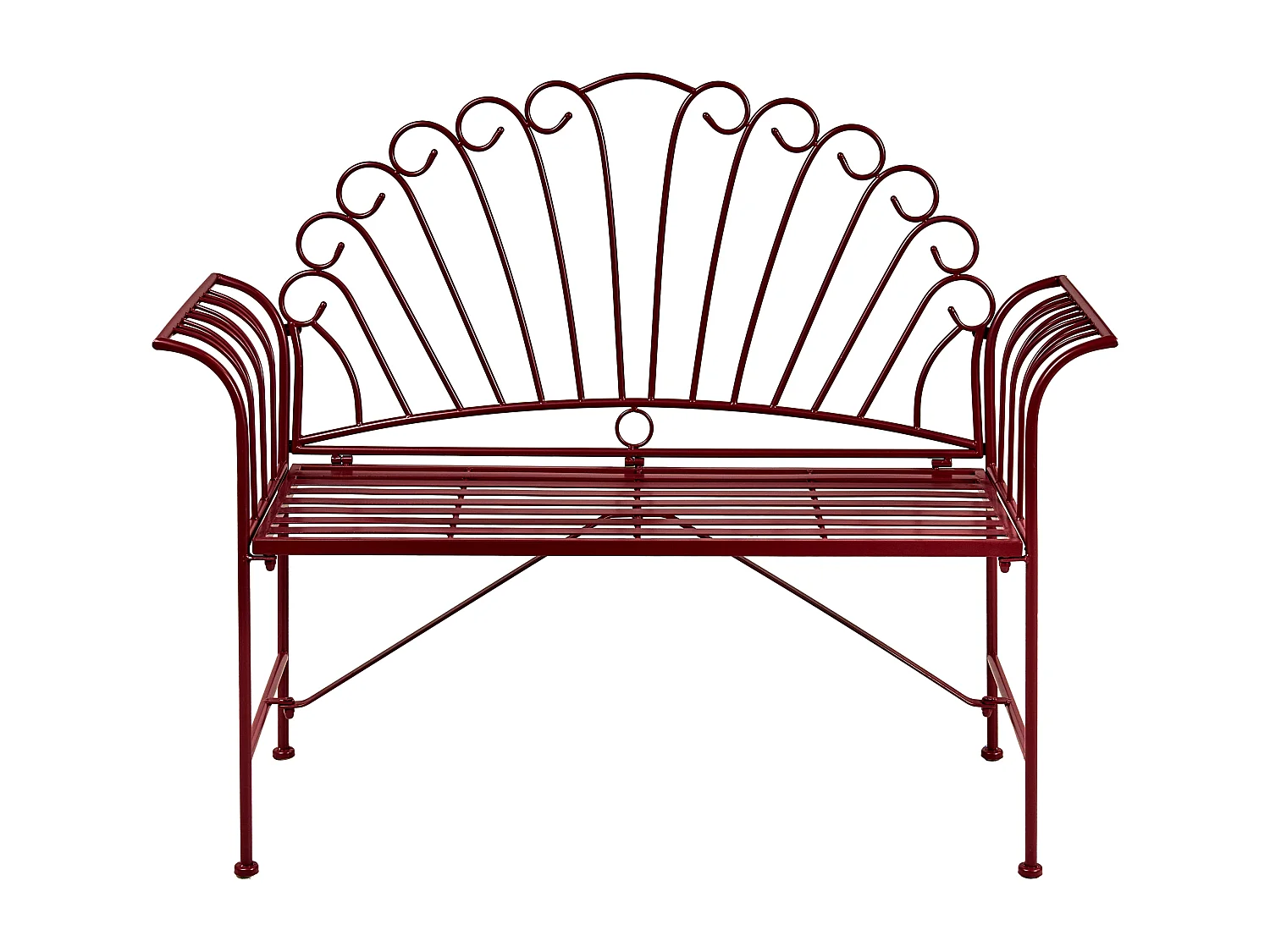 Banc de jardin CAVINIA 125 cm Métal Rouge Bordeaux