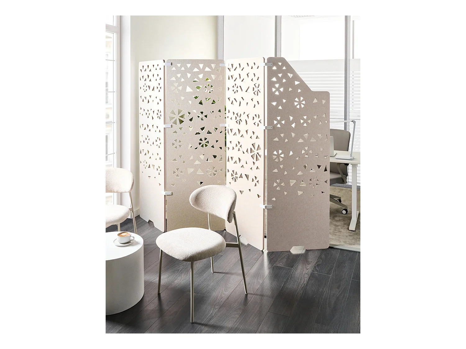 Séparateur de pièce à 4 panneaux STARRY Beige clair 240 cm 180 cm