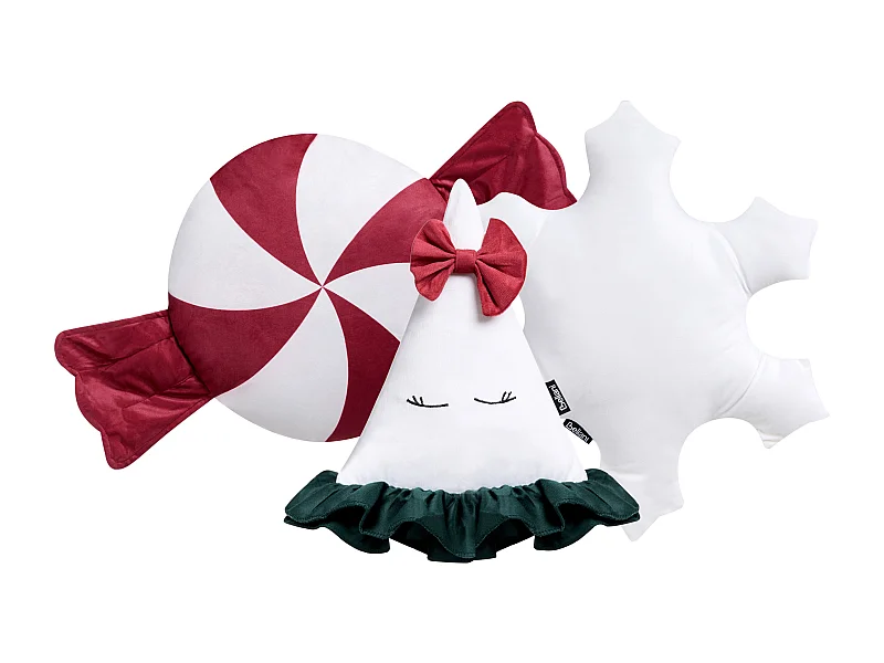 Lot de 3 coussins décoratifs NOELNEST Velours 30 x 35 cm 40 x 40 cm Multicolore Motif de Noël