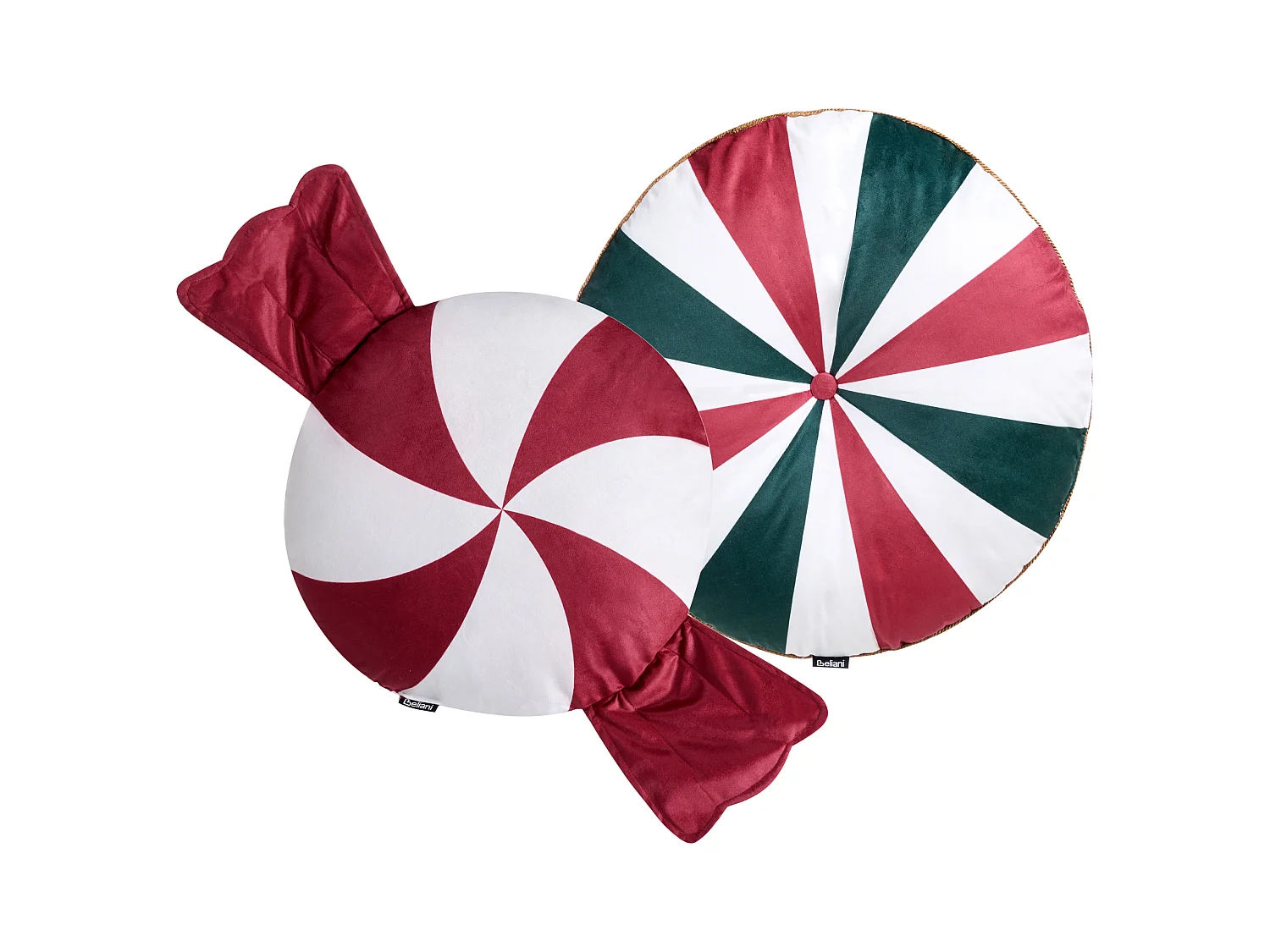 Lot de 2 coussins décoratifs TWIRL TREATS Velours 55 x 55 cm 40 x 40 cm Multicolore Motif de Noël