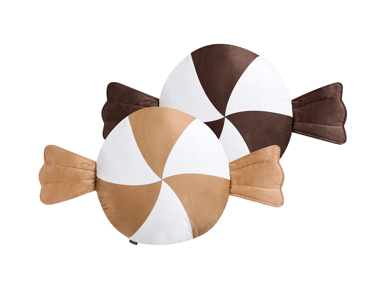 Lot de 2 coussins décoratifs WHIRL CANDY Tissu 60 x 60 cm Marron/blanc Motif de Noël