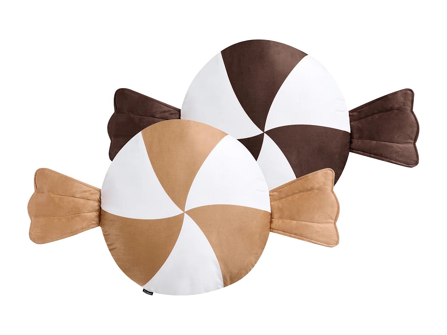 Lot de 2 coussins décoratifs WHIRL CANDY Tissu 60 x 60 cm Marron/blanc Motif de Noël