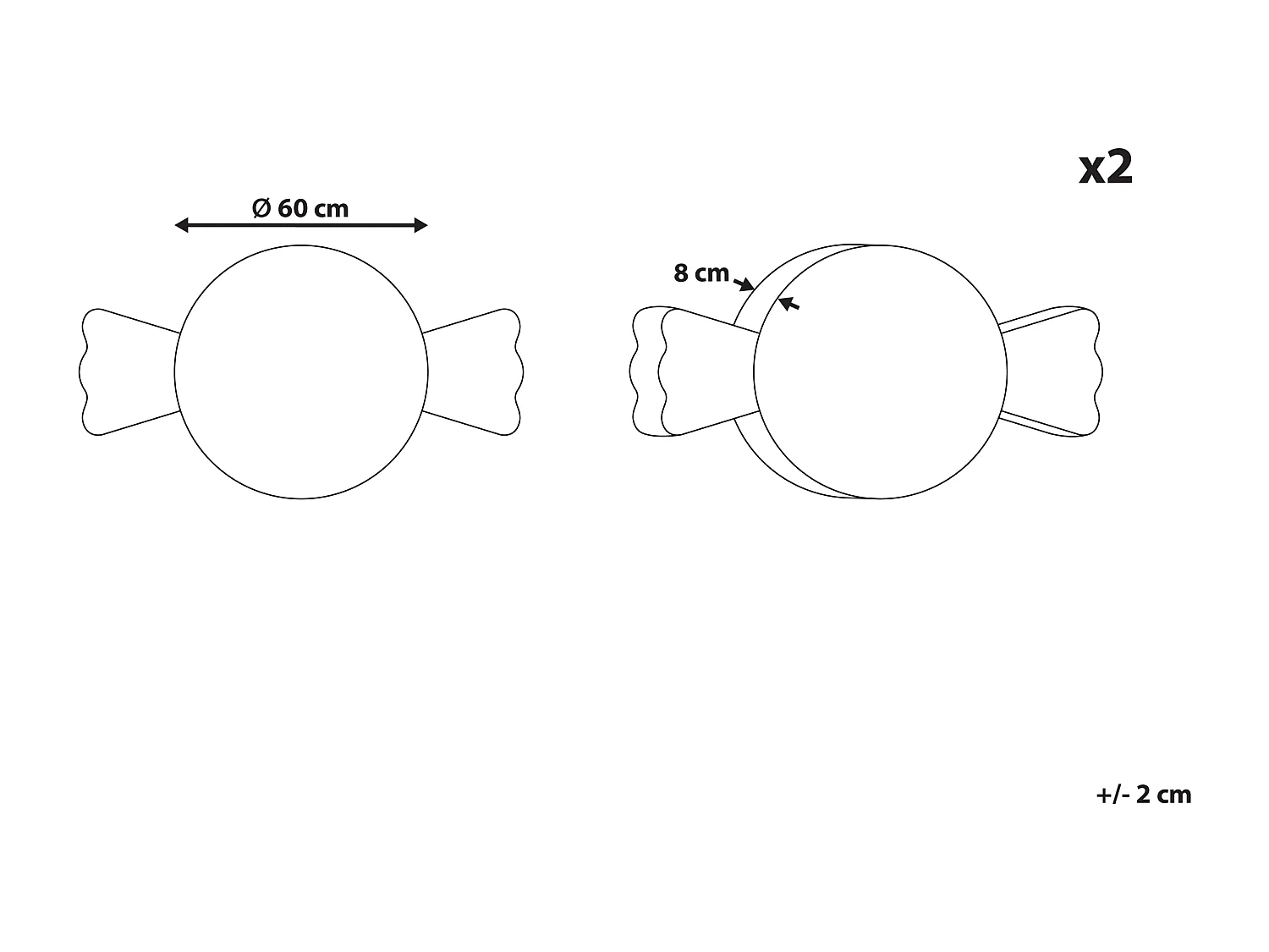 Lot de 2 coussins décoratifs WHIRL CANDY Tissu 60 x 60 cm Marron/blanc Motif de Noël