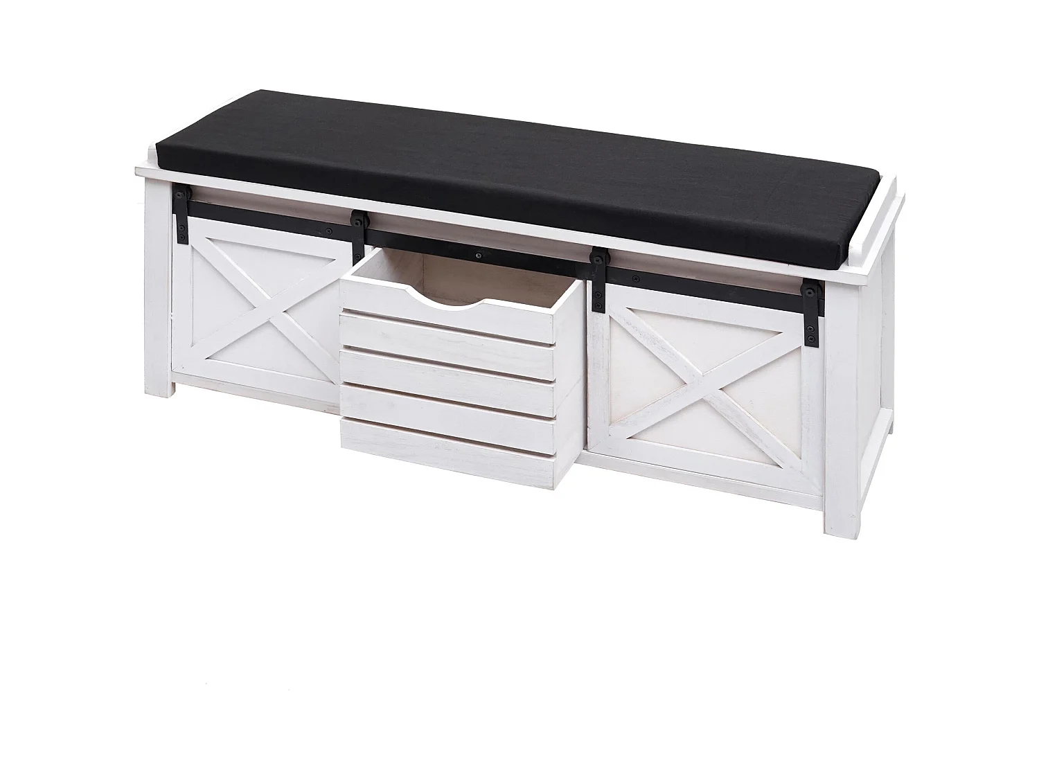 Banc avec compartiments de bois blanche 102 x 33 x 43 cm 04_0001094