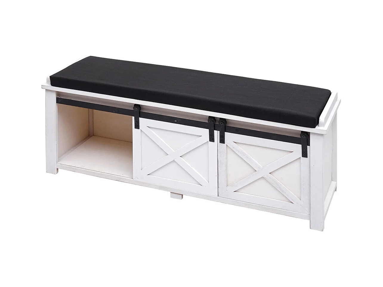 Banc avec compartiments de bois blanche 102 x 33 x 43 cm 04_0001094