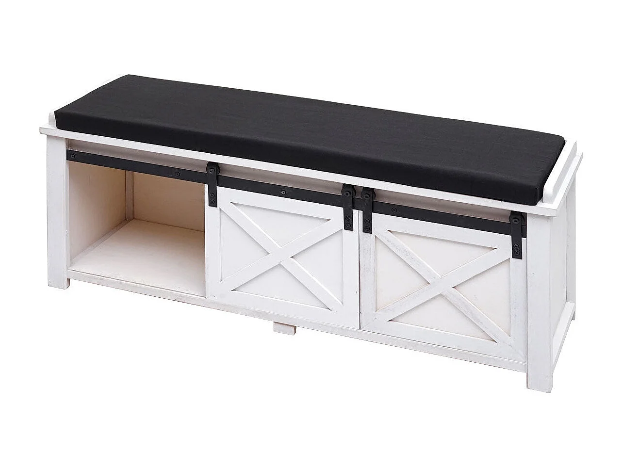 Banc avec compartiments de bois blanche 102 x 33 x 43 cm 04_0001094