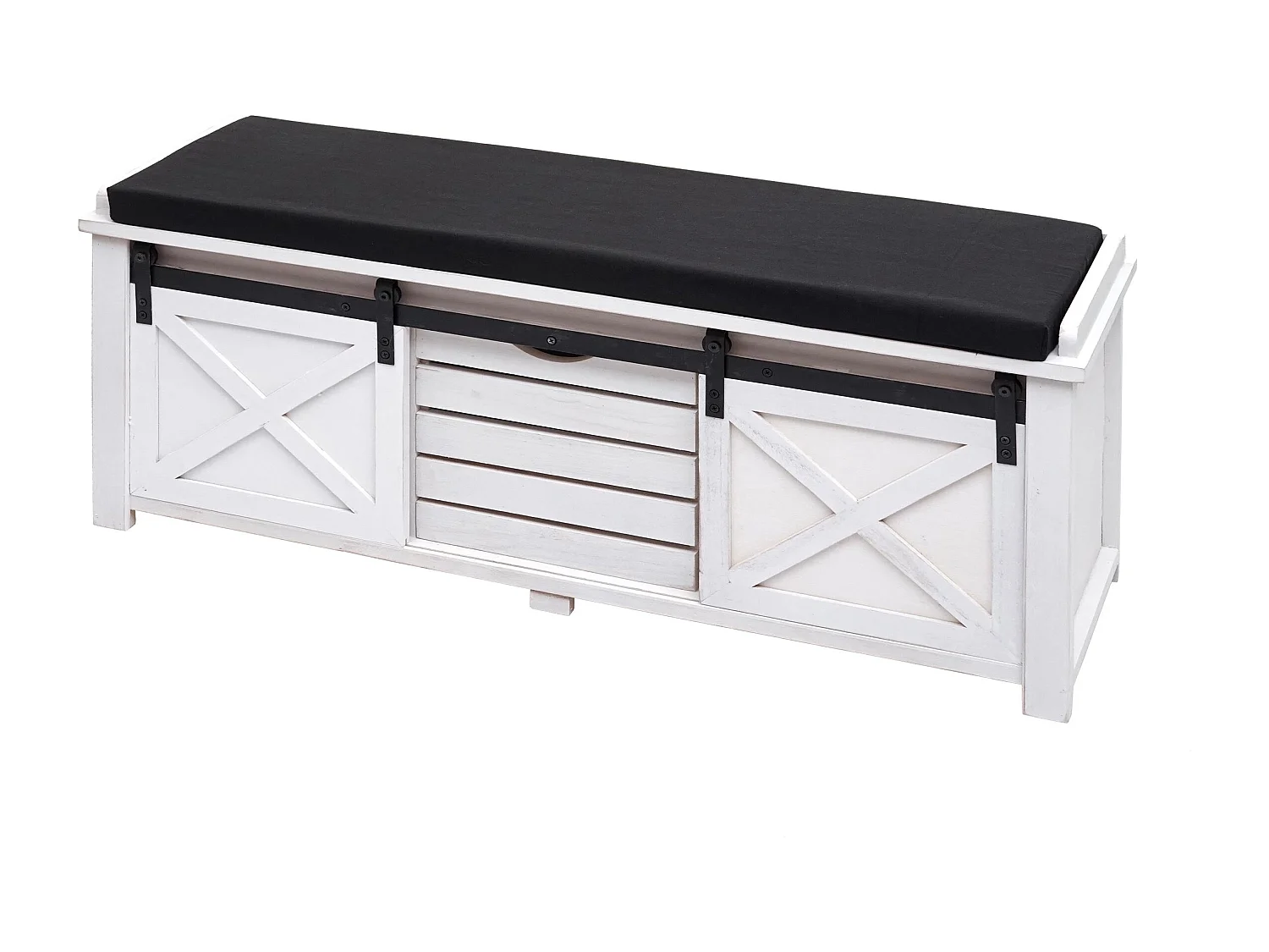 Banc avec compartiments de bois blanche 102 x 33 x 43 cm 04_0001094