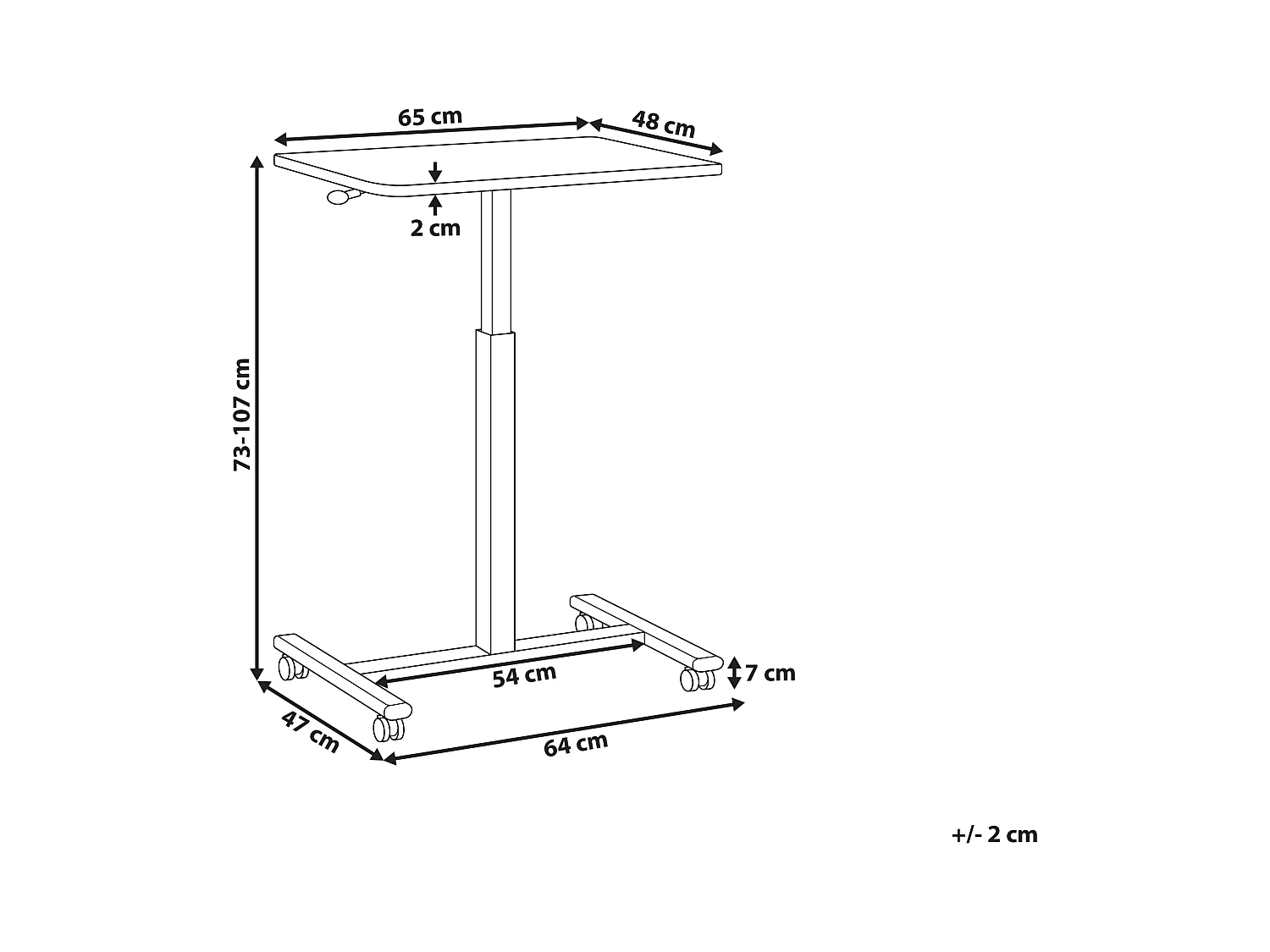Bureau réglable manuellement en hauteur pour ordinateur portable ACADEMIA Blanc 65 cm 48 cm