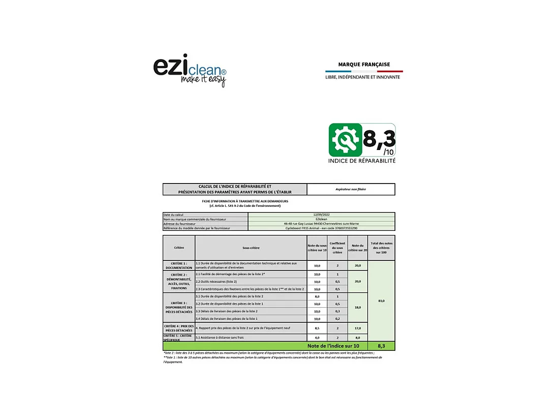 E.ziclean Aspirateur balai 2en1 rechargeable 37v - FR15ANIMAL