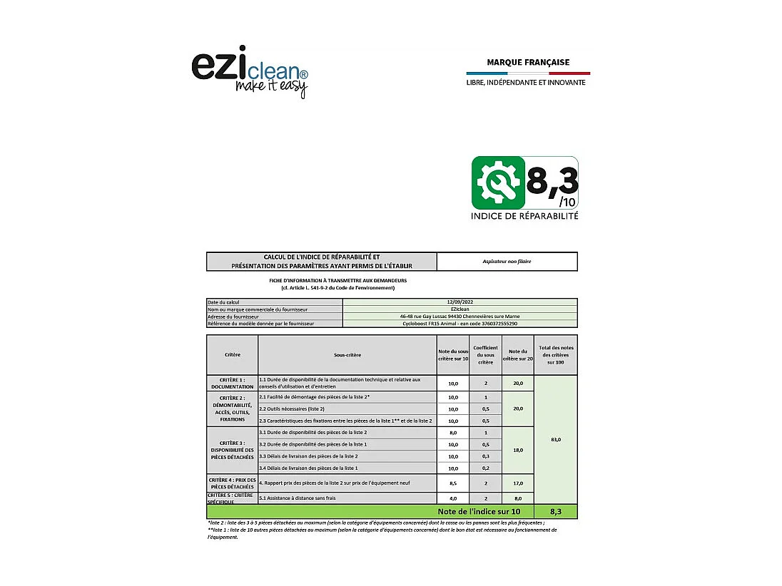 E.ziclean Aspirateur balai 2en1 rechargeable 37v - FR15ANIMAL