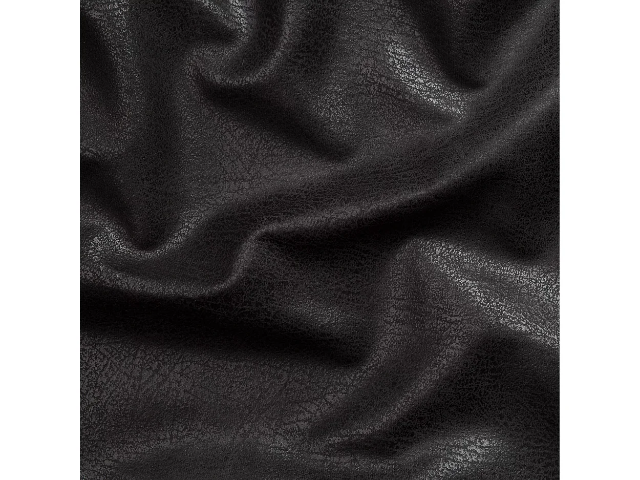 Chaise rembourrée au design moderne, en microfibre anthracite effet vintage, avec accoudoirs et piètement luge en métal noir - Hera