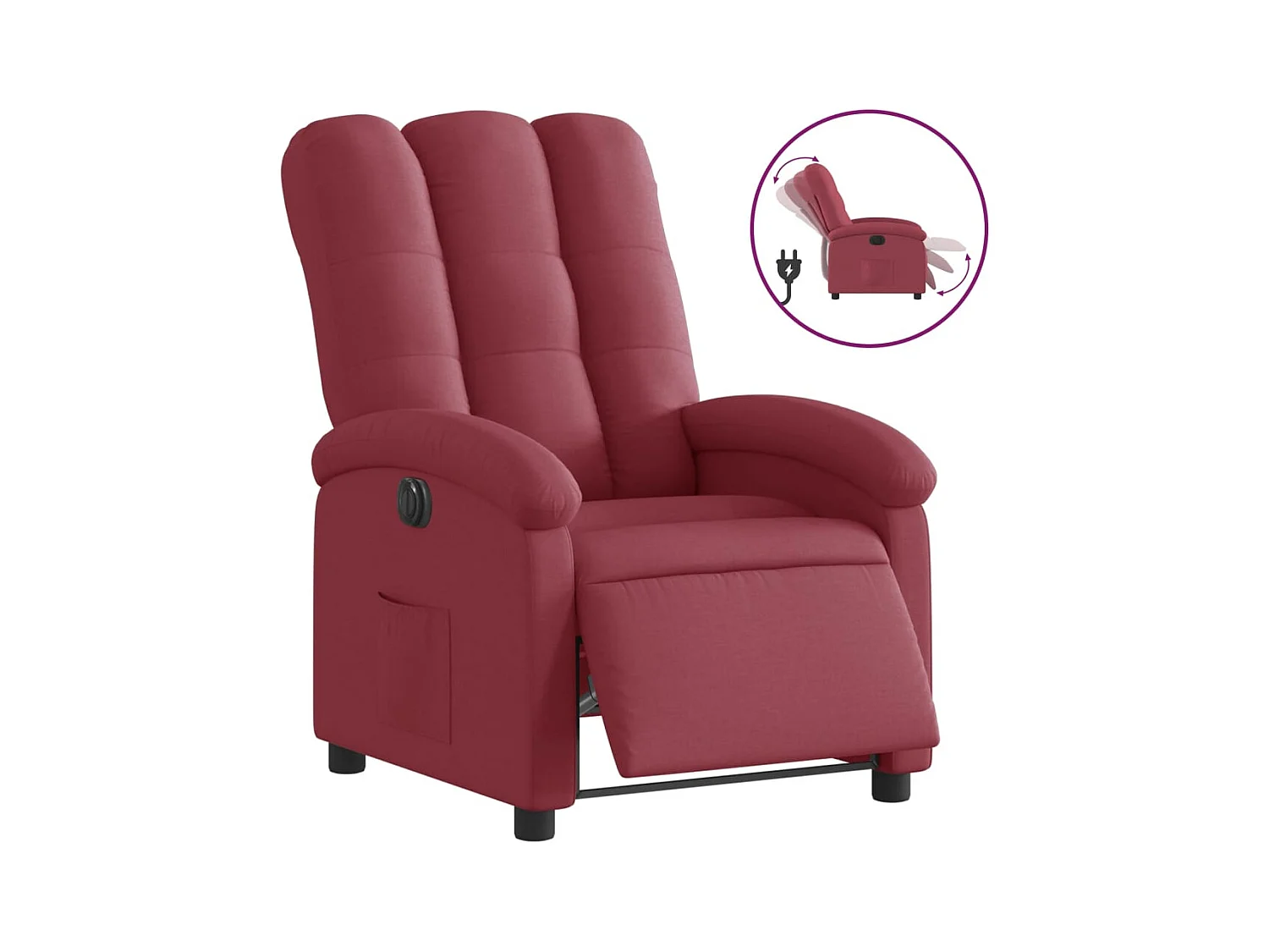 Fauteuil relax TV fonction tissu bordeaux 70 x 93 x 101 cm DEC028529