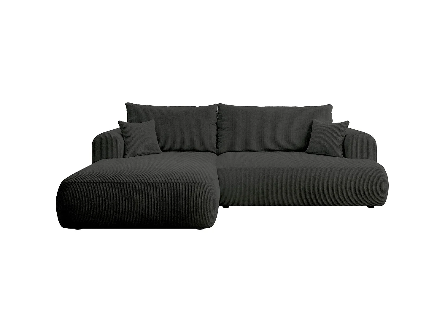Hoekbedbank met corduroybekleding – slaapfunctie en opbergruimte – donkergrijs – links – OVO CORD