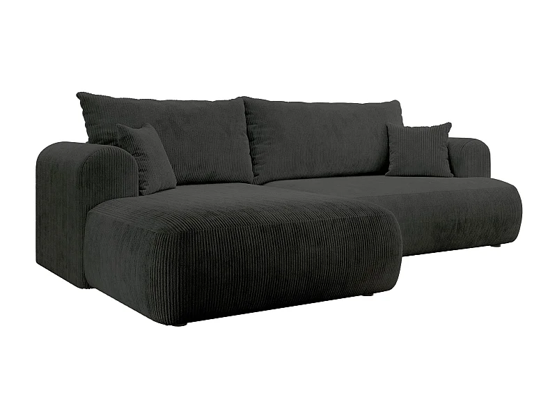 Ecksofa mit Cordbezug – Schlaffunktion und Stauraum – Dunkelgrau – links – OVO CORD