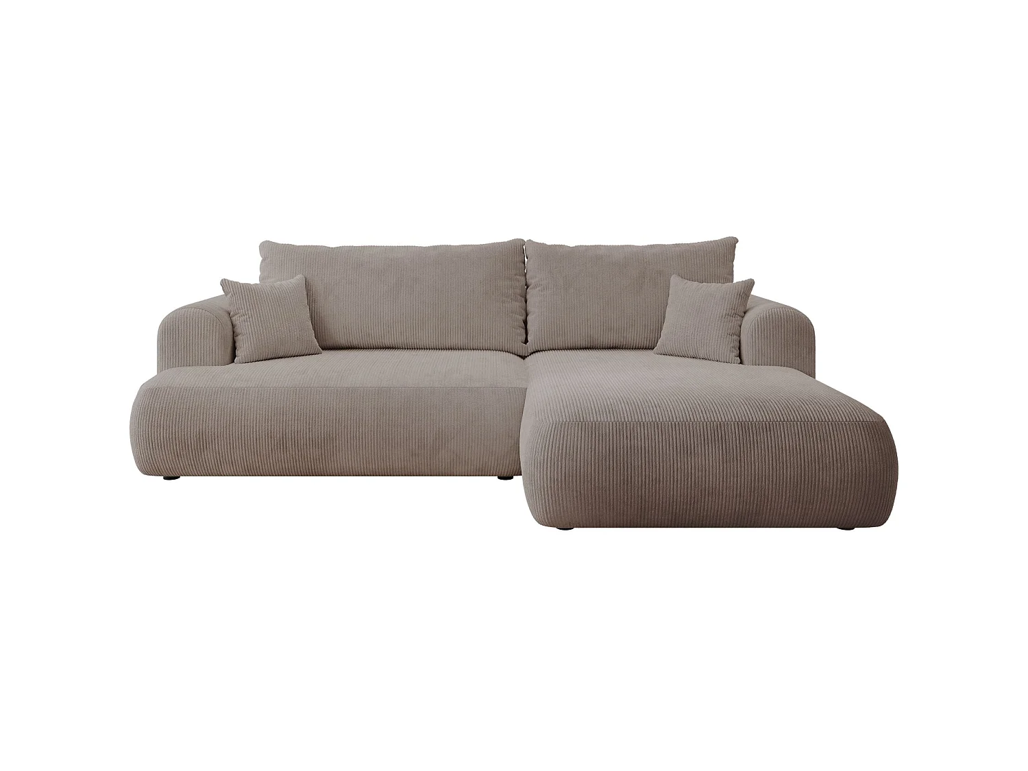 Canapé d'angle convertible 4 places avec coffre en velours beige