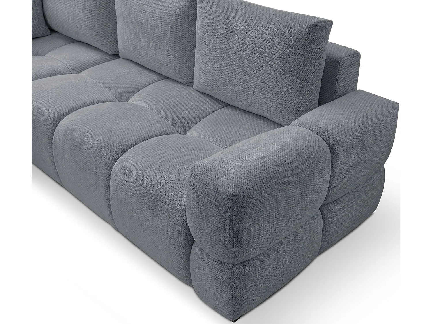 Canapé d’angle en chenille – convertible avec coffre de rangement – gris foncé – réversible – TAREMI