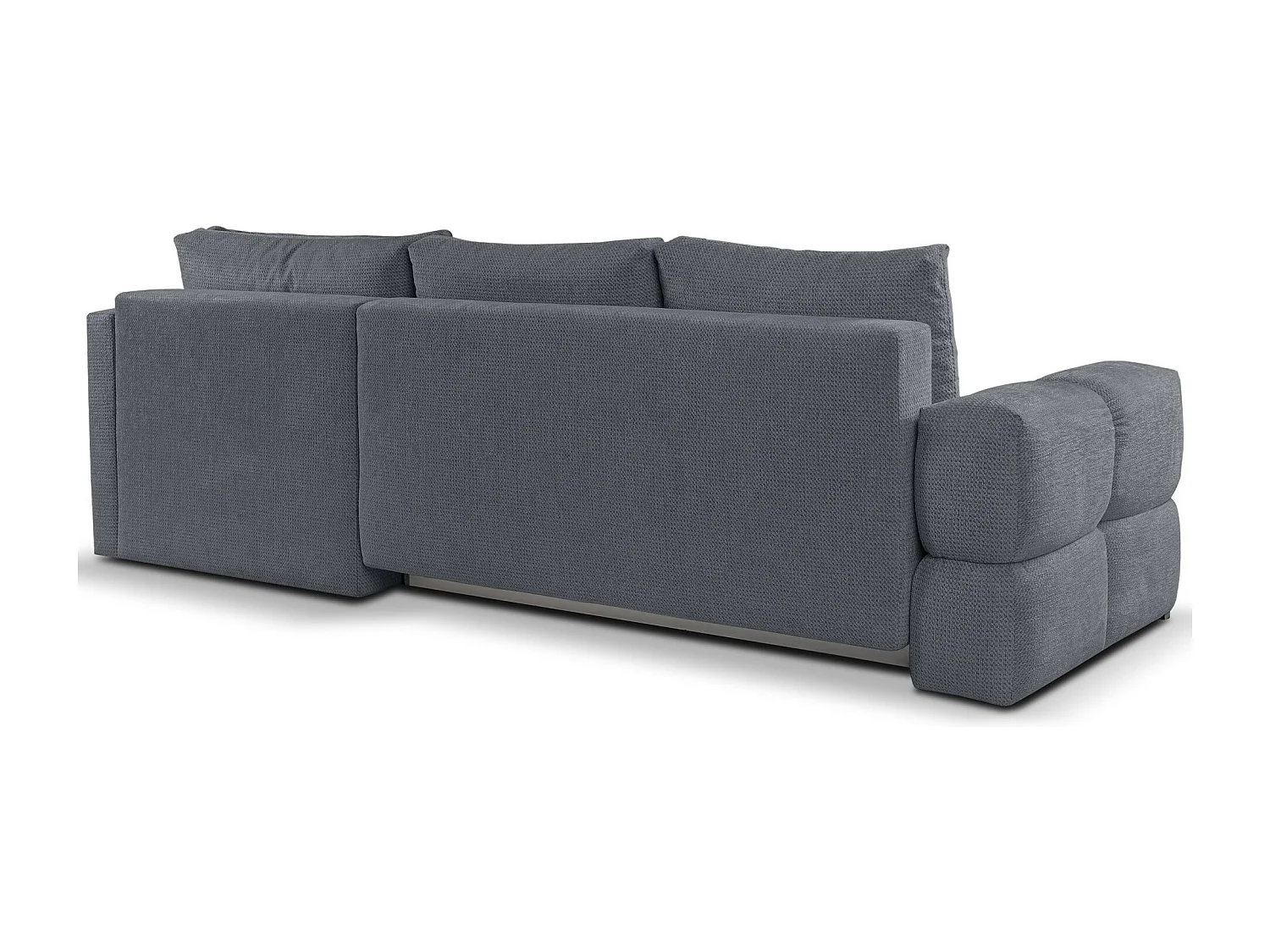 Canapé d’angle en chenille – convertible avec coffre de rangement – gris foncé – réversible – TAREMI