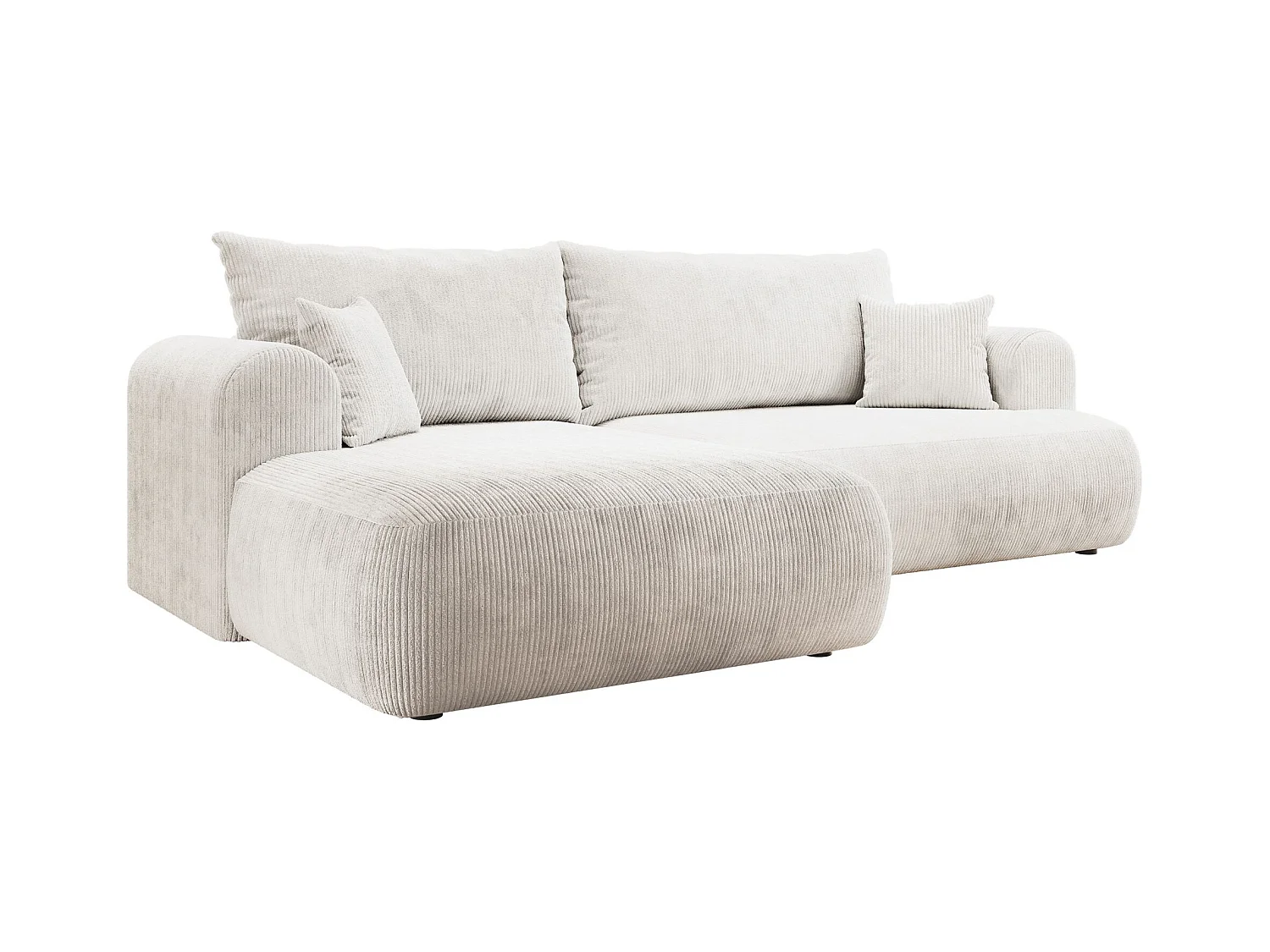 Canapé d’angle en velours côtelé – convertible avec coffre de rangement – blanc – gauche – OVO CORD