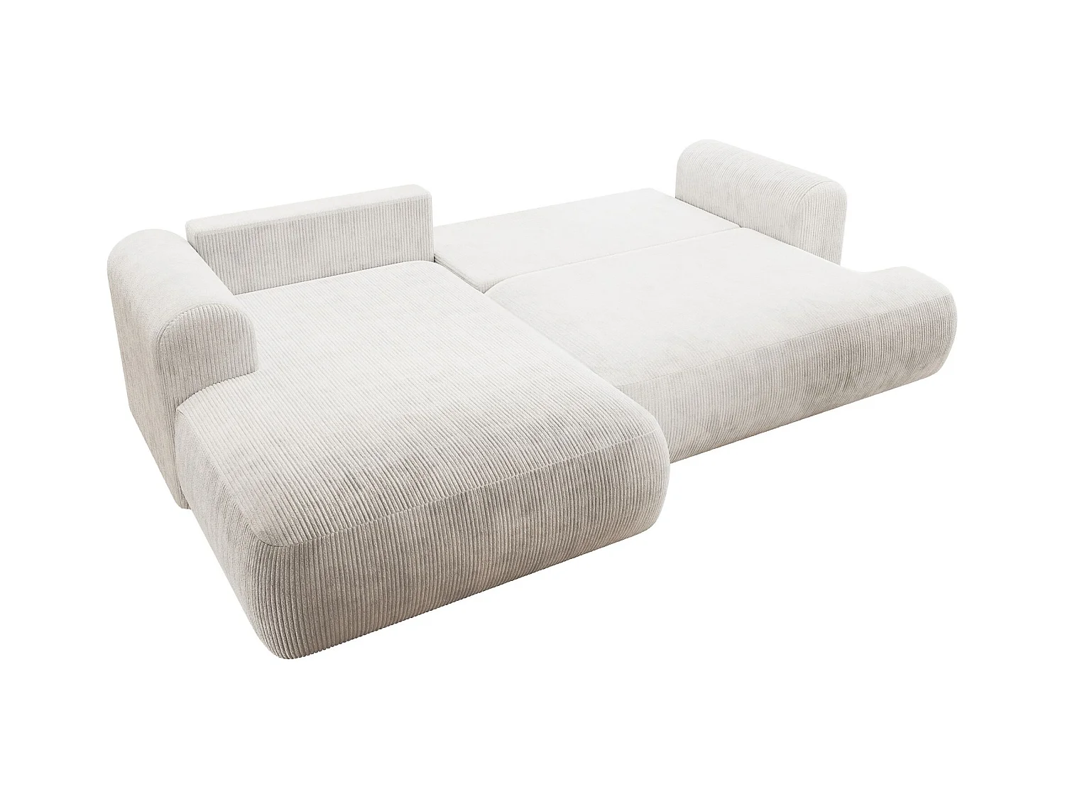 Canapé d’angle en velours côtelé – convertible avec coffre de rangement – blanc – gauche – OVO CORD