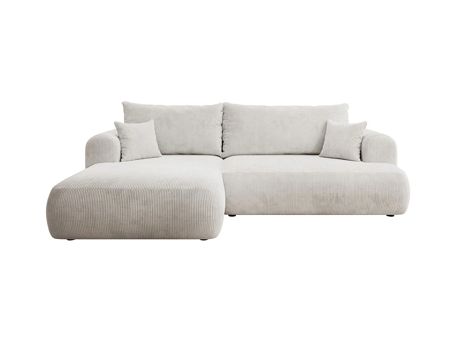 Canapé d’angle en velours côtelé – convertible avec coffre de rangement – blanc – gauche – OVO CORD