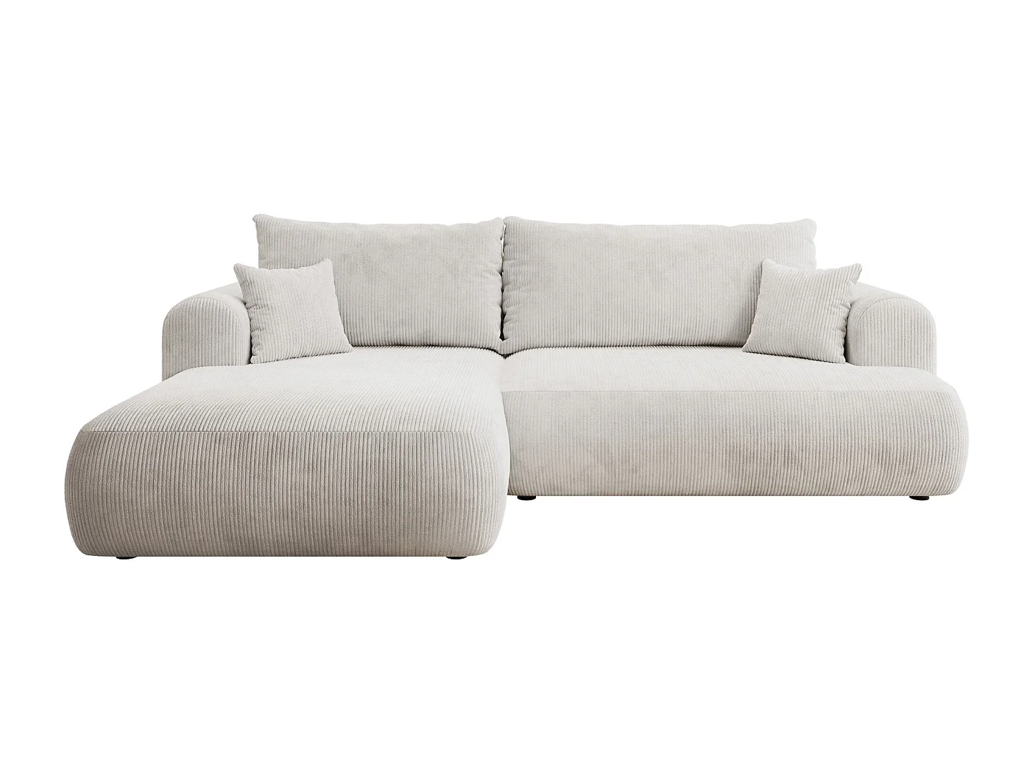 Canapé d’angle en velours côtelé – convertible avec coffre de rangement – blanc – gauche – OVO CORD