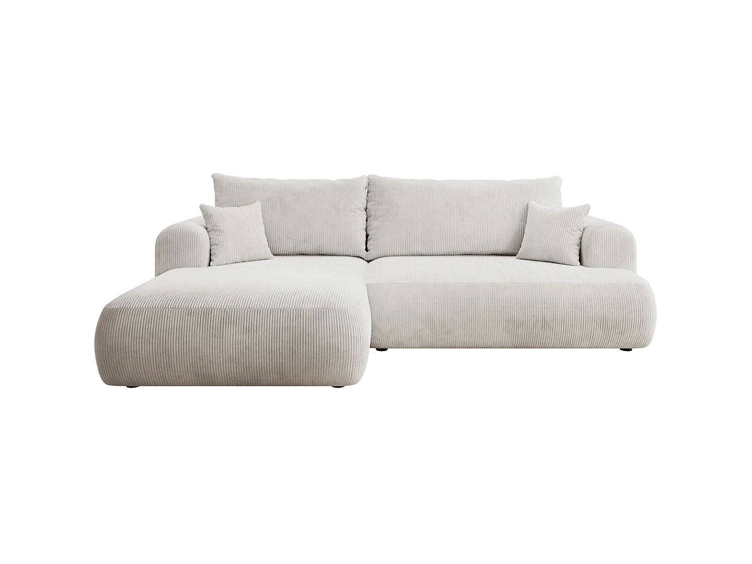 Hoekbedbank met corduroybekleding – slaapfunctie en opbergruimte – wit – links – OVO CORD