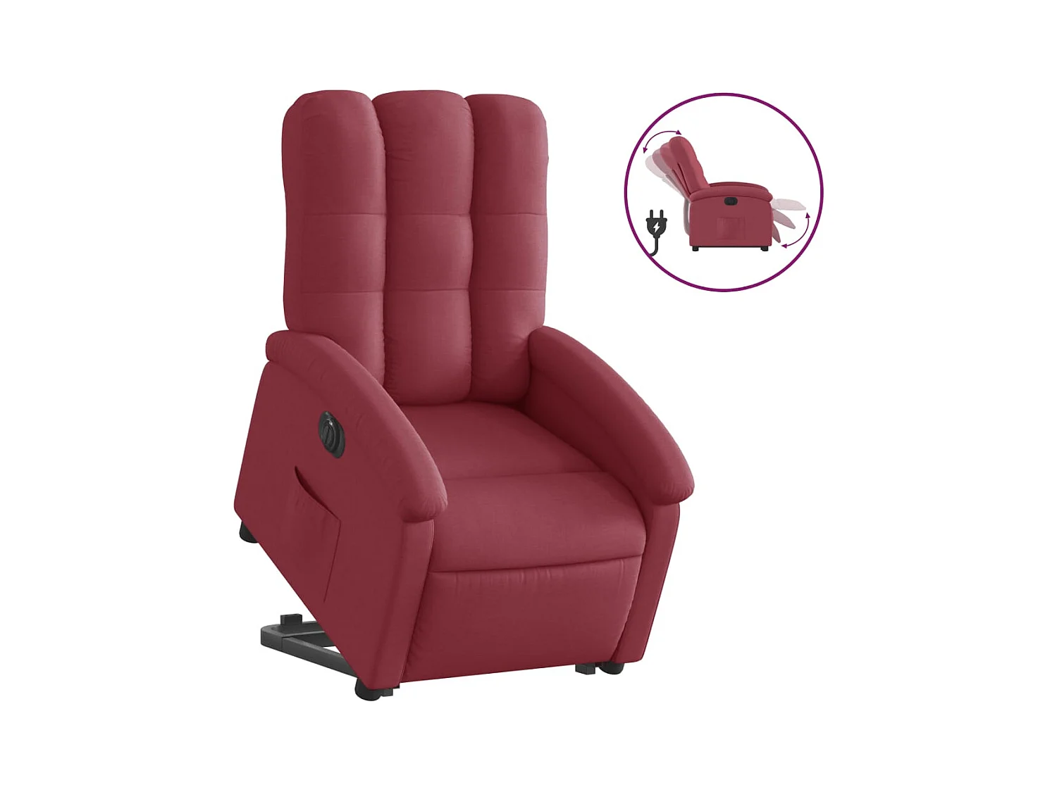 Fauteuil relax TV fonction tissu bordeaux 70 x 93 x 101 cm DEC028547