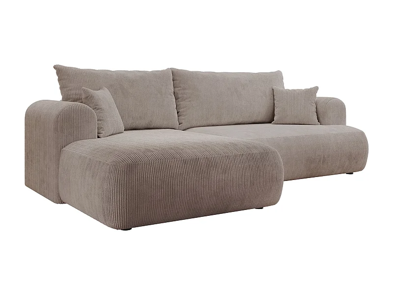 Ecksofa mit Cordbezug – Schlaffunktion und Stauraum – Beige – links – OVO CORD