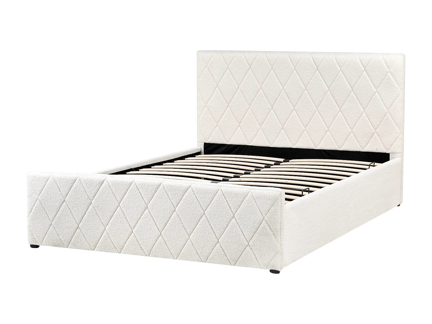 Lit ottoman Bouclé ROCHEFORT 140 x 200 cm Blanc cassé