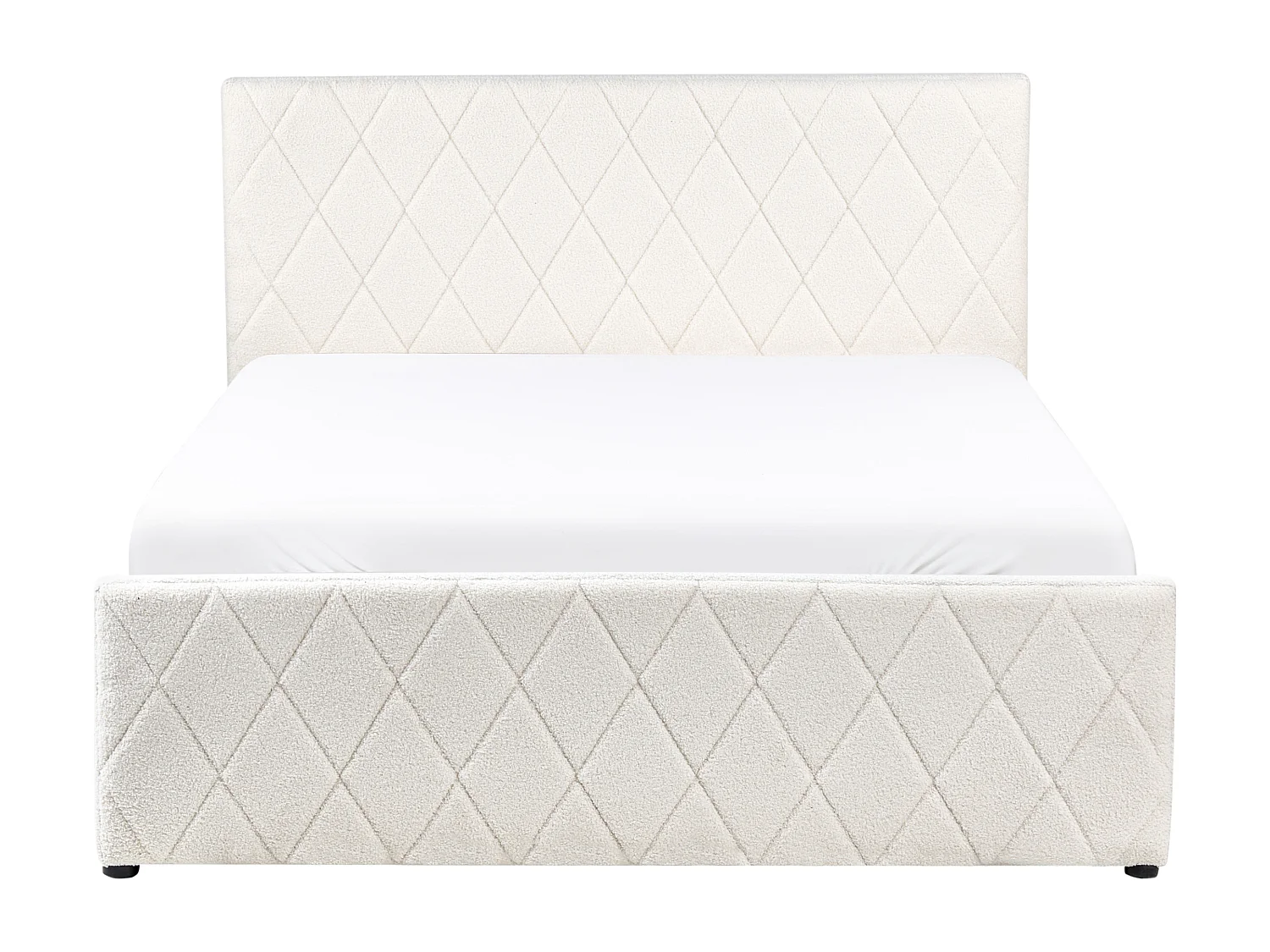 Lit ottoman Bouclé ROCHEFORT 140 x 200 cm Blanc cassé