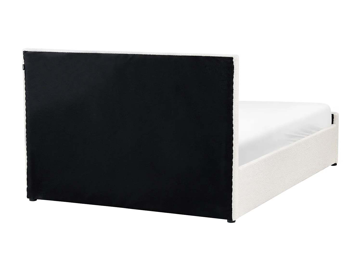 Lit ottoman Bouclé ROCHEFORT 140 x 200 cm Blanc cassé