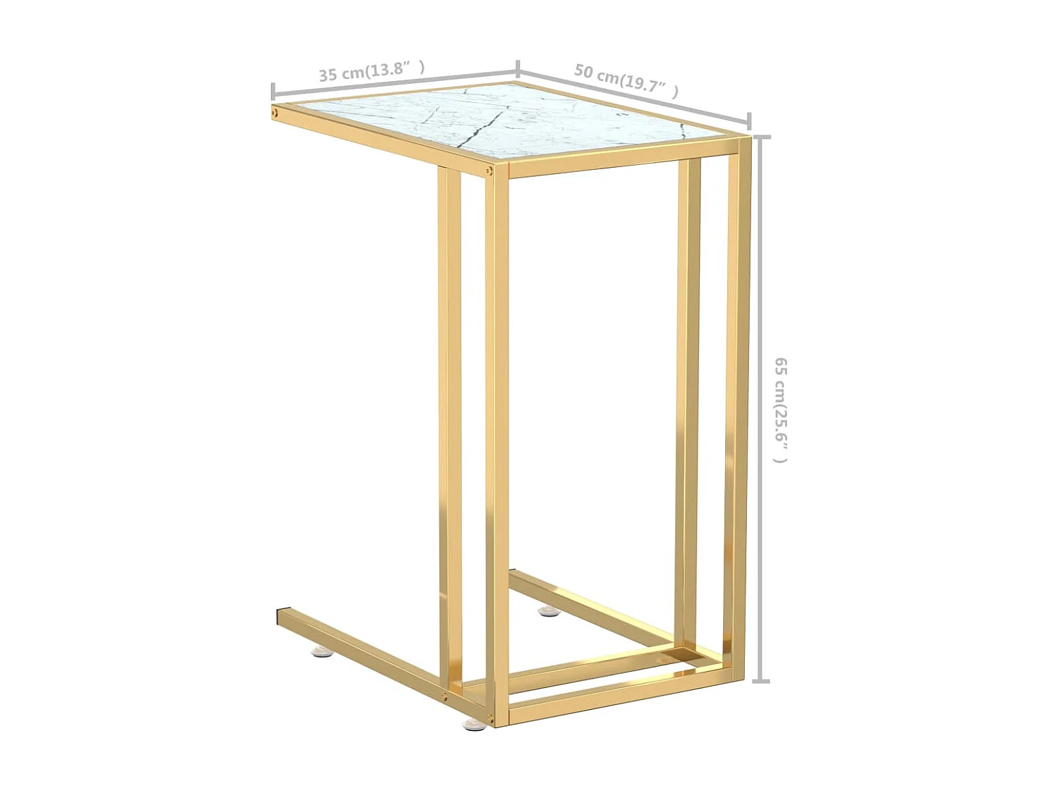 Table d'appoint bout de verre blanche 50 x 35 x 65 cm DEC032508