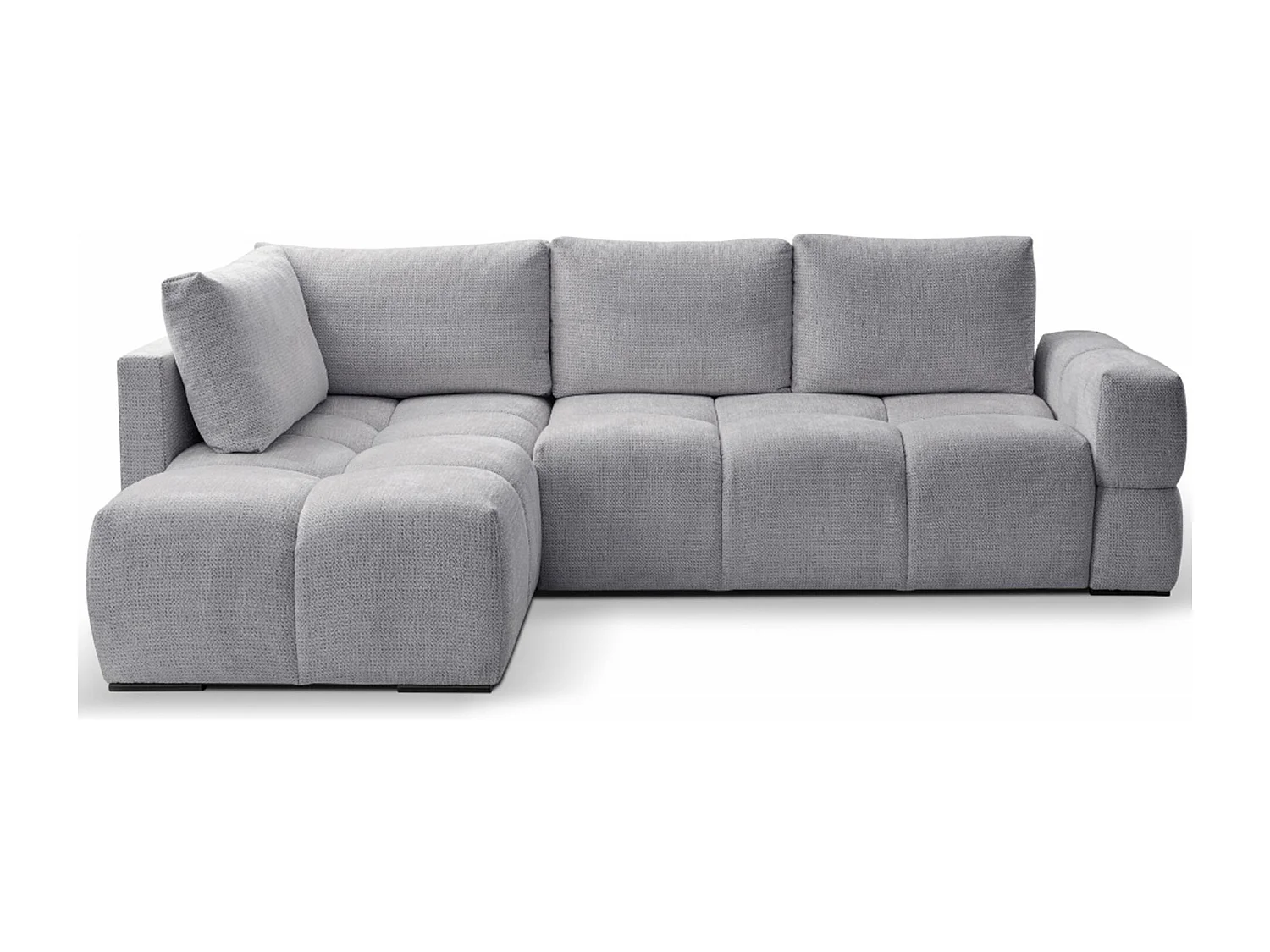 Ecksofa mit Chenillebezug – Schlaffunktion und Stauraum – Grau – beidseitig – TAREMI