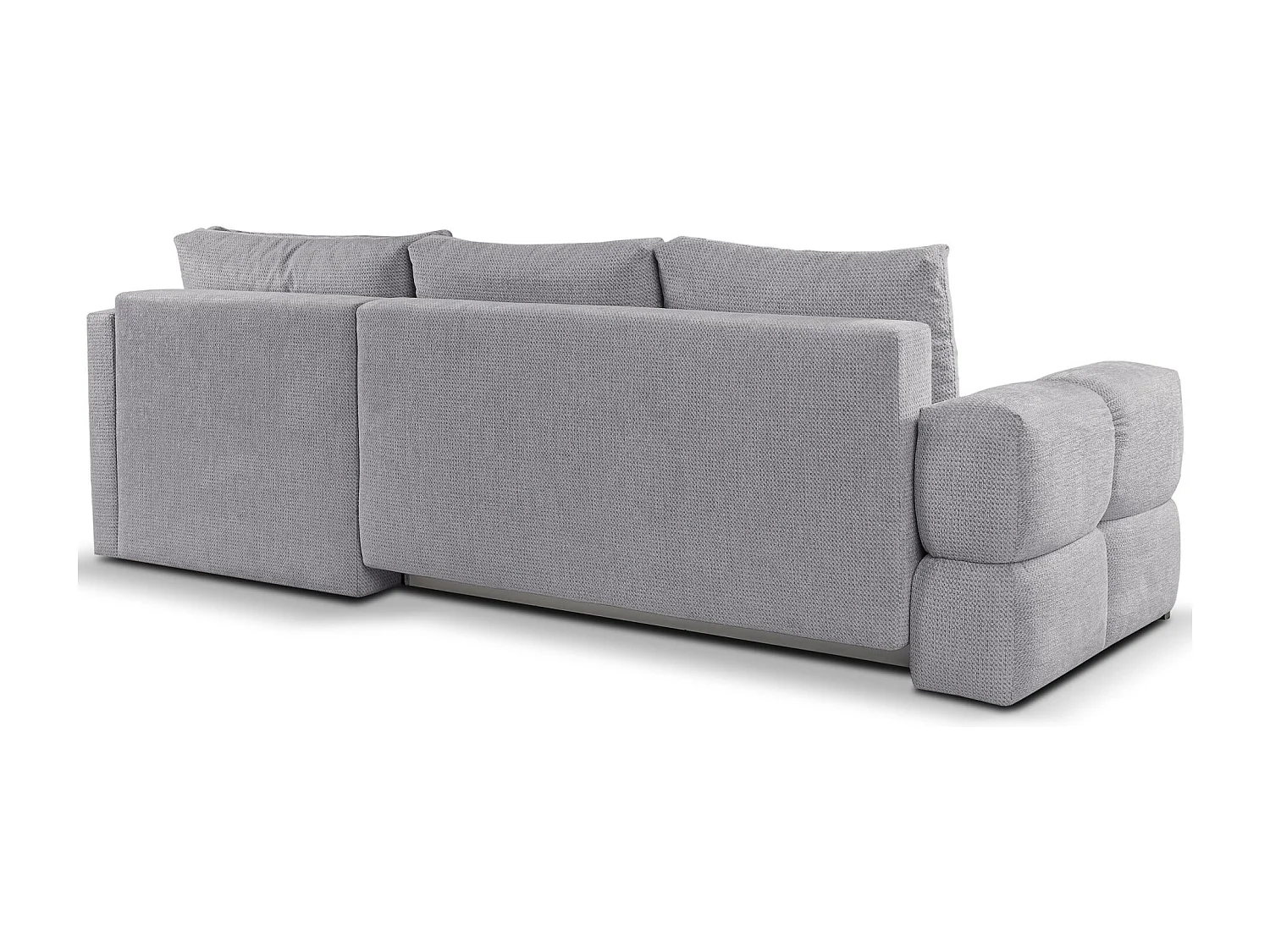 Ecksofa mit Chenillebezug – Schlaffunktion und Stauraum – Grau – beidseitig – TAREMI