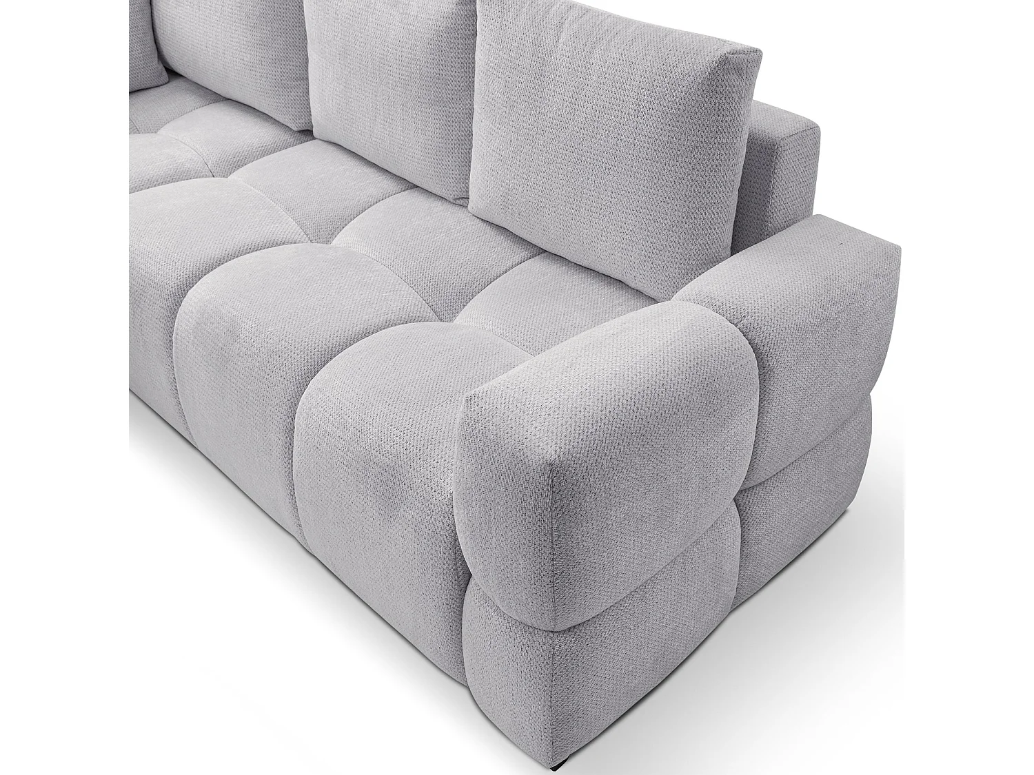 Canapé d’angle en chenille – convertible avec coffre de rangement – gris – réversible – TAREMI