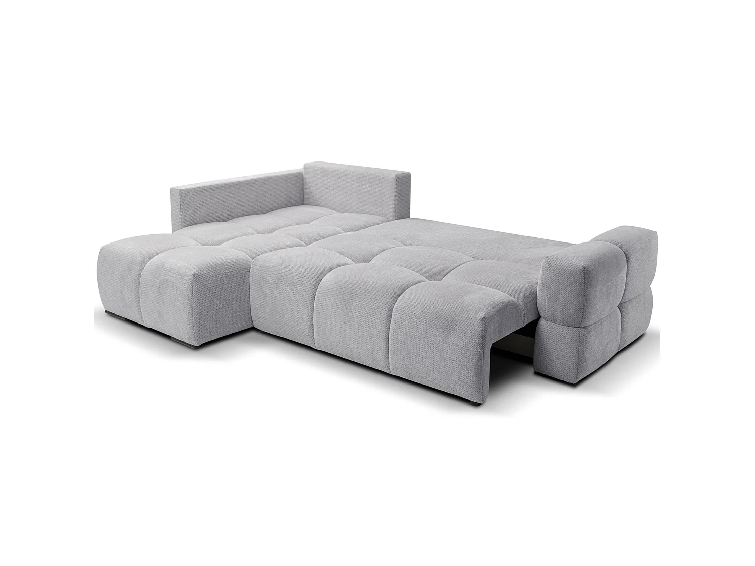Hoekbedbank met chenillebekleding – slaapfunctie en opbergruimte – grijs – omkeerbaar – TAREMI