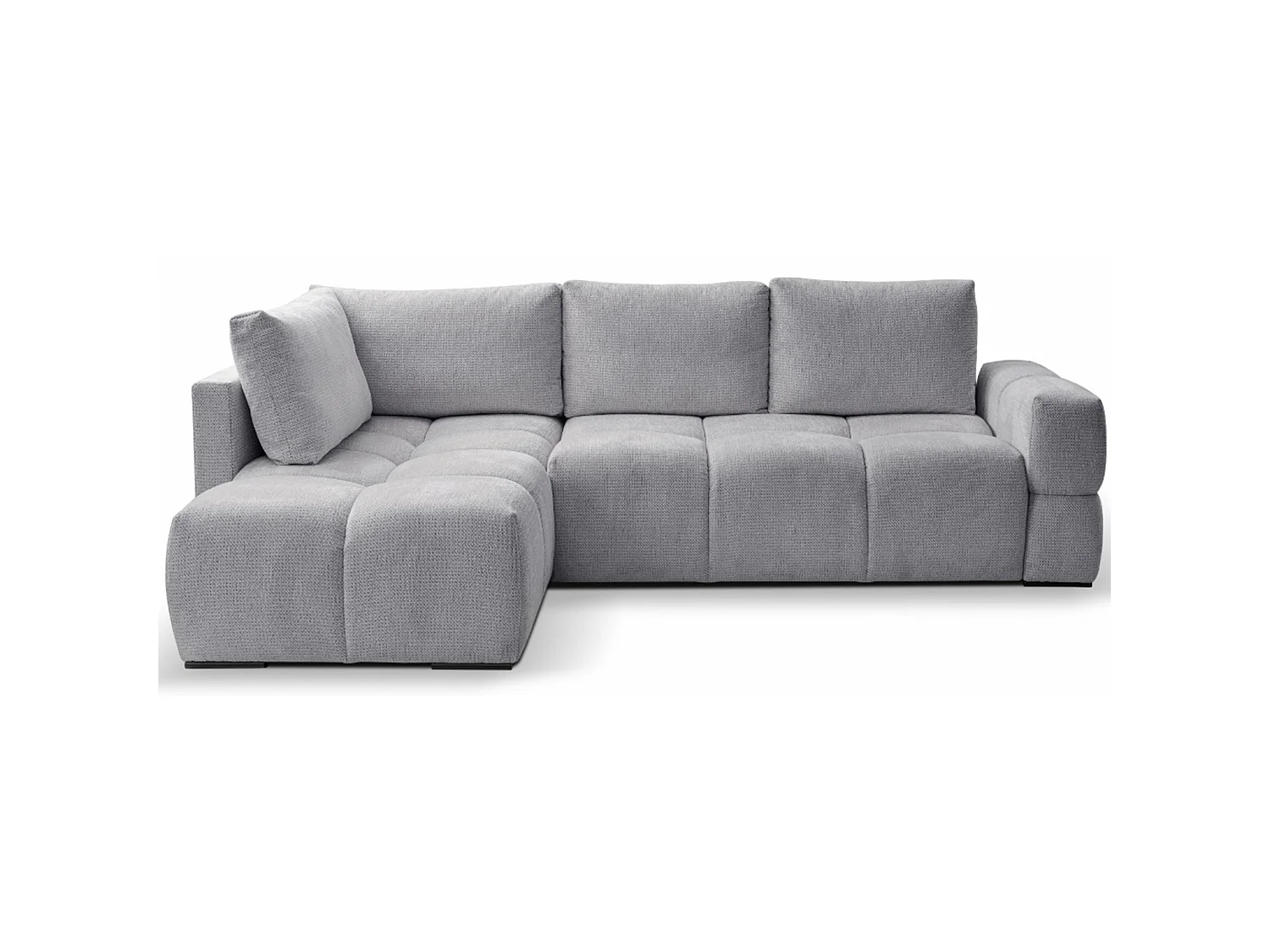 Hoekbedbank met chenillebekleding – slaapfunctie en opbergruimte – grijs – omkeerbaar – TAREMI