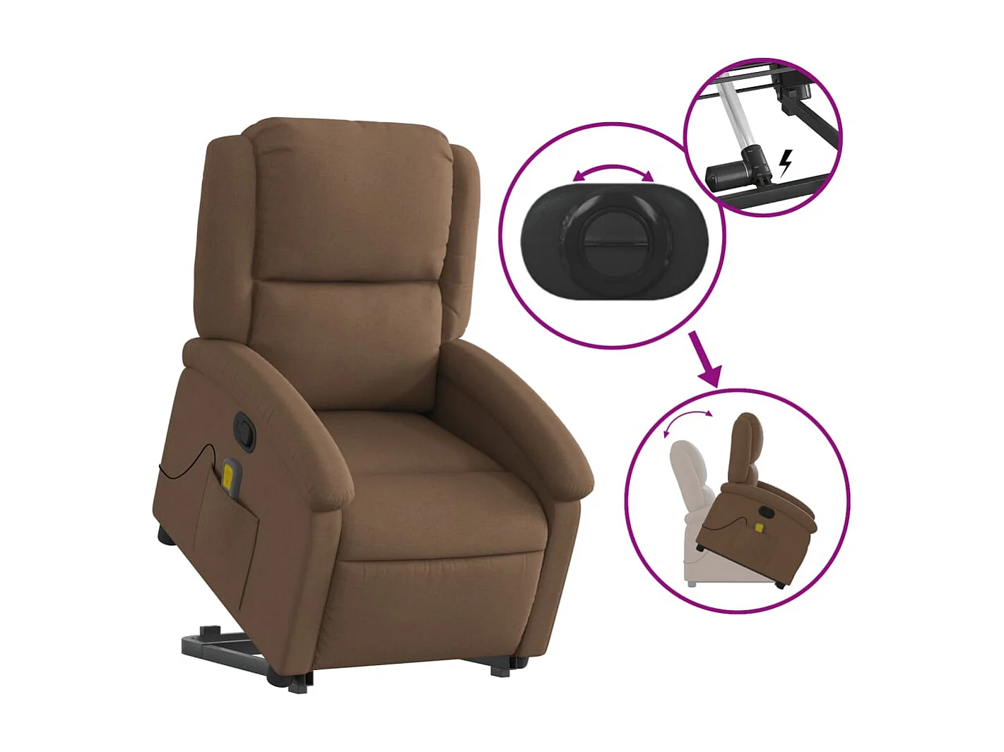 Fauteuil de relaxation TV tissu marron 71 x 86.5 x 99.5 cm DEC027014