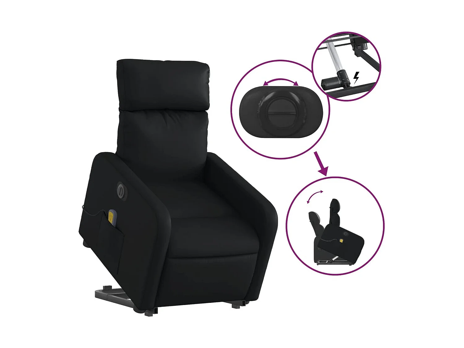 Fauteuil de relaxation fonction PVC noire 66 x 89.5 x 95.5 cm DEC027800