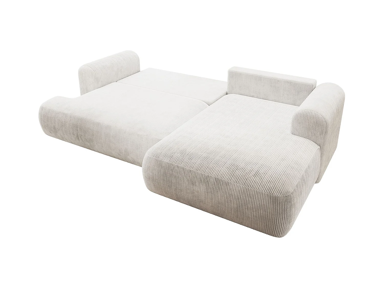 Canapé d’angle en velours côtelé – convertible avec coffre de rangement – blanc – droit – OVO CORD