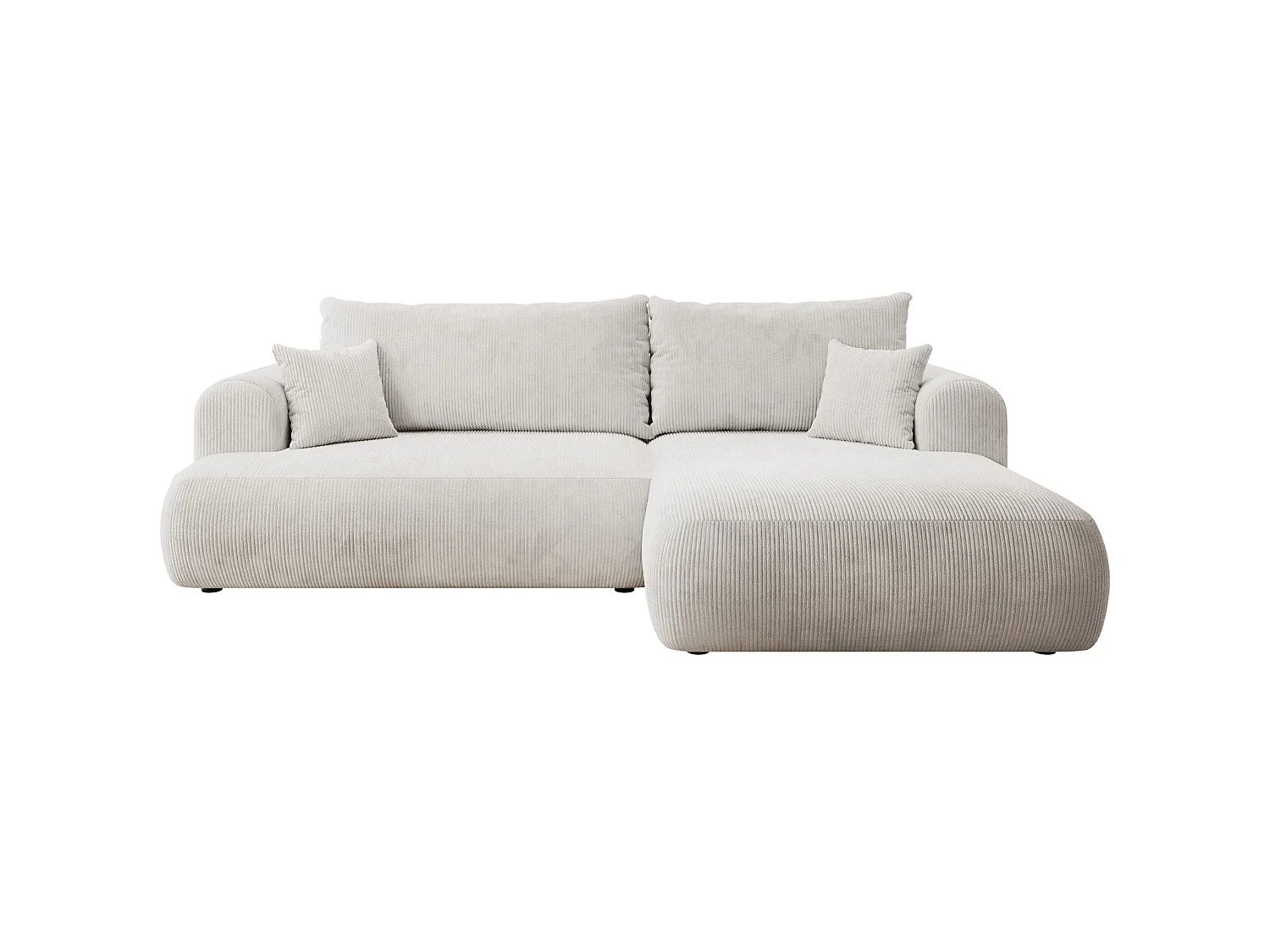 Hoekbedbank met corduroybekleding – slaapfunctie en opbergruimte – wit – rechts – OVO CORD