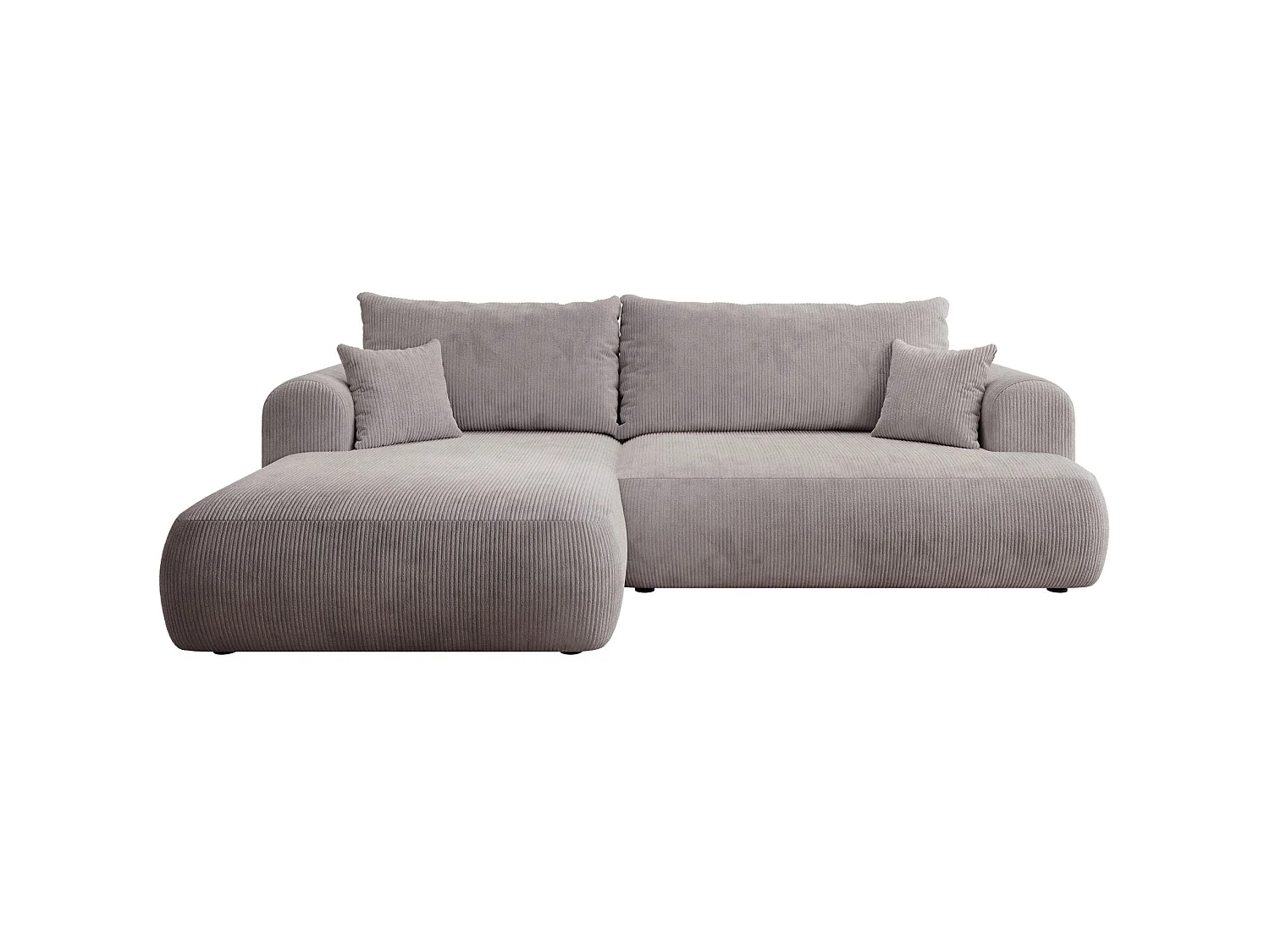 Hoekbedbank met corduroybekleding – slaapfunctie en opbergruimte – lichtgrijs – links – OVO CORD