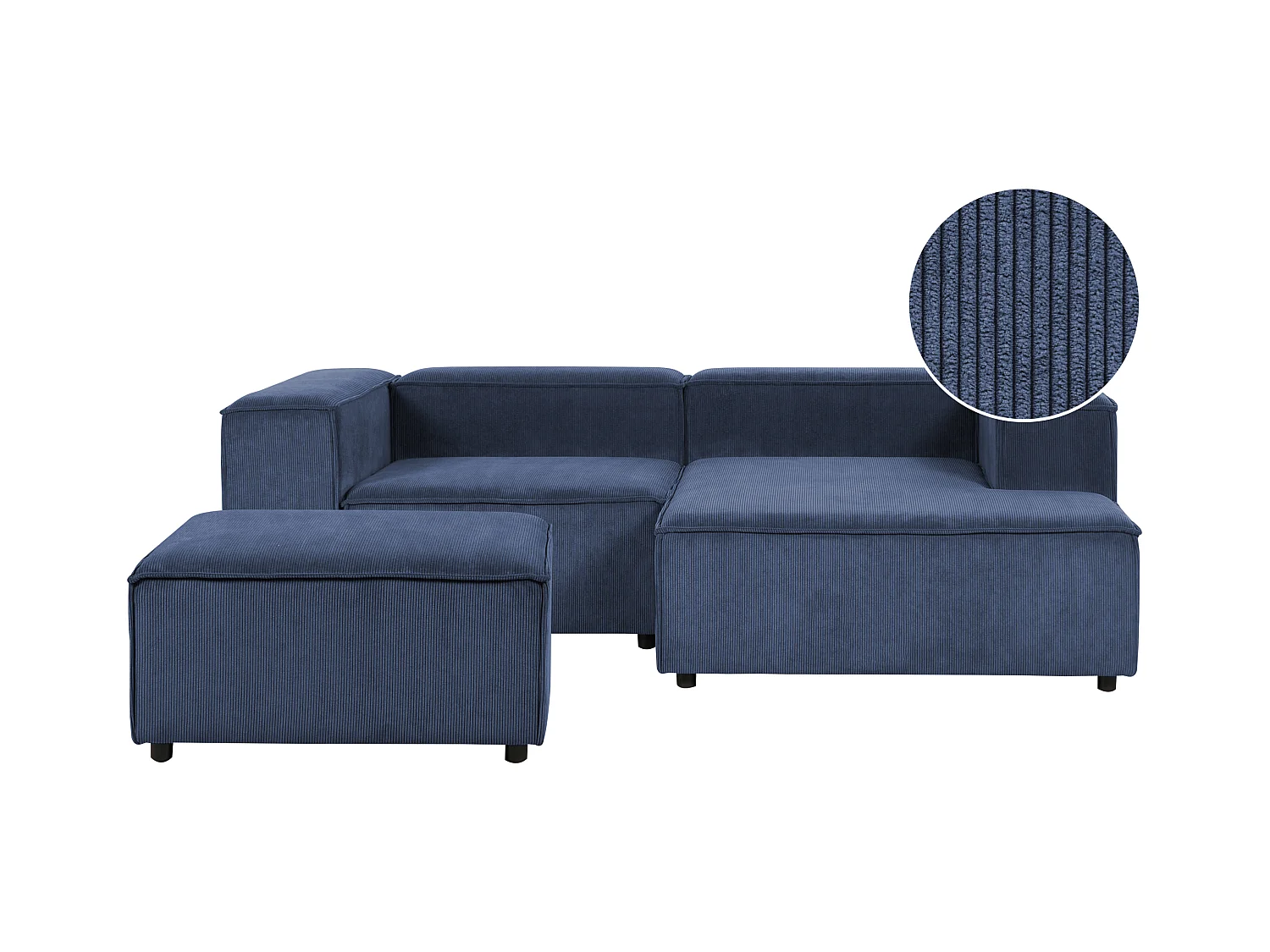 Canapé d'angle modulable 3 places ARDAL Velours côtelé Bleu foncé Côté droite