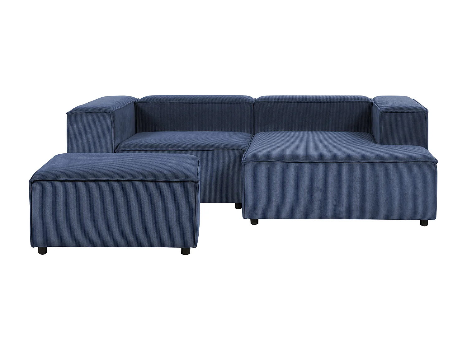 Canapé d'angle modulable 3 places ARDAL Velours côtelé Bleu foncé Côté droite