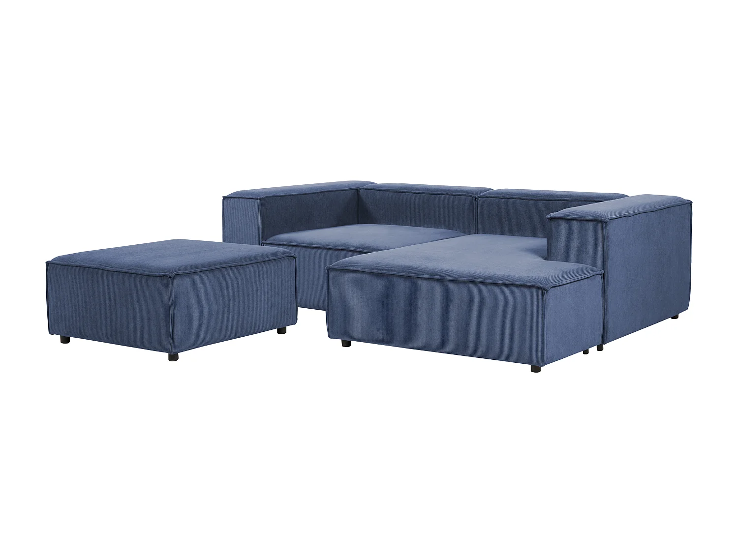 Canapé d'angle modulable 3 places ARDAL Velours côtelé Bleu foncé Côté droite