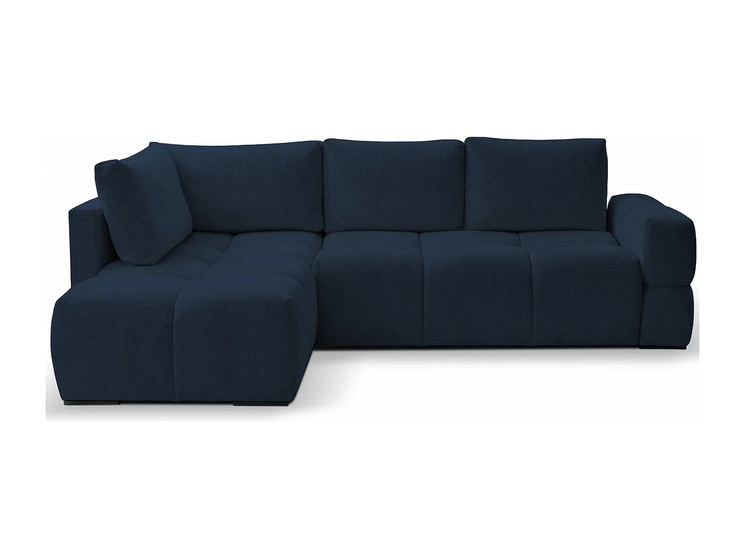 Ecksofa mit Chenillebezug – Schlaffunktion und Stauraum – Marineblau – beidseitig – TAREMI