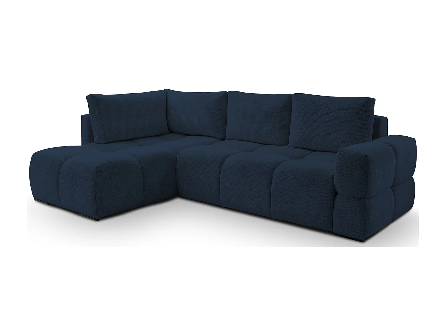 Ecksofa mit Chenillebezug – Schlaffunktion und Stauraum – Marineblau – beidseitig – TAREMI
