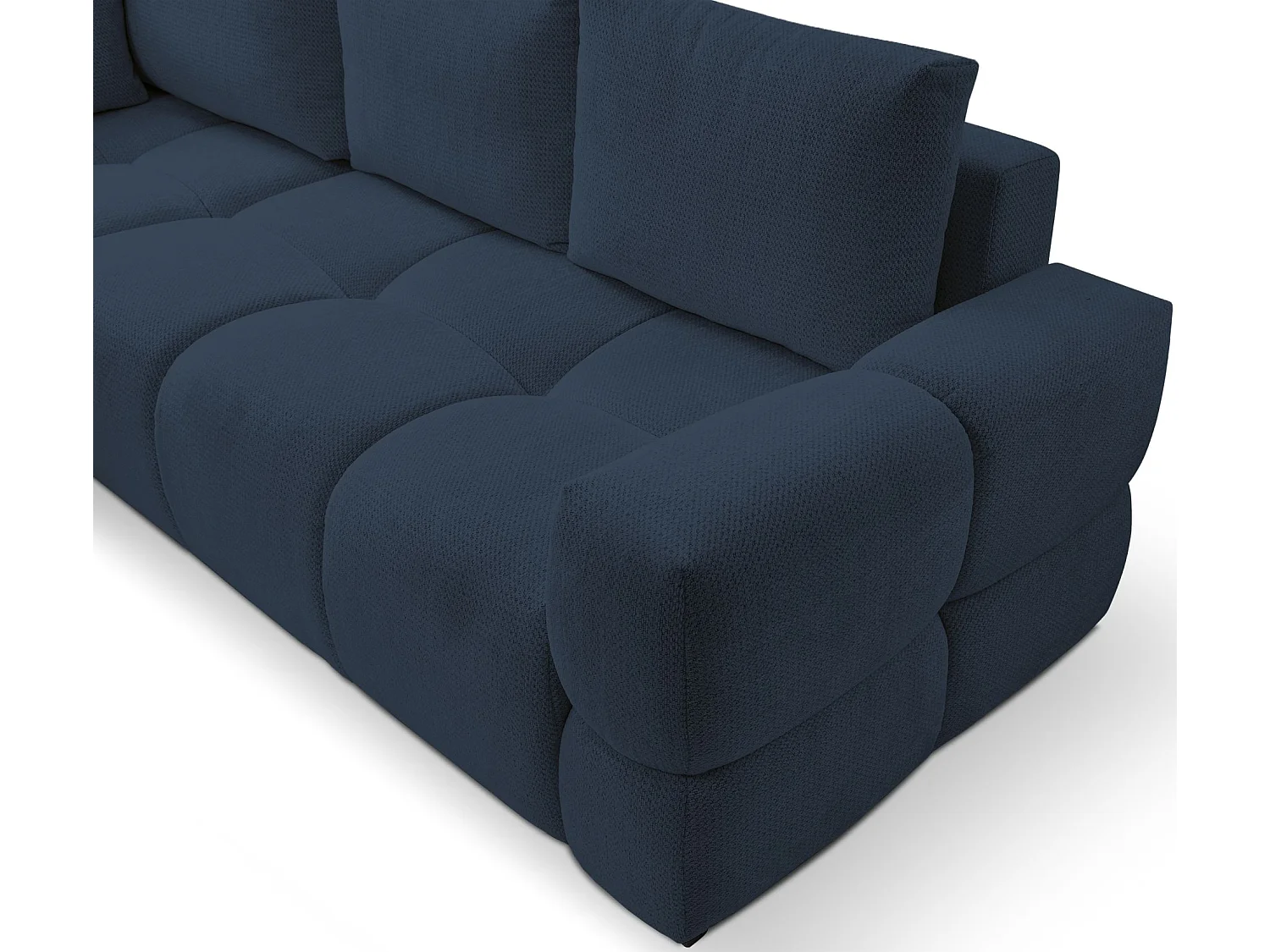 Hoekbedbank met chenillebekleding – slaapfunctie en opbergruimte – marineblauw – omkeerbaar – TAREMI