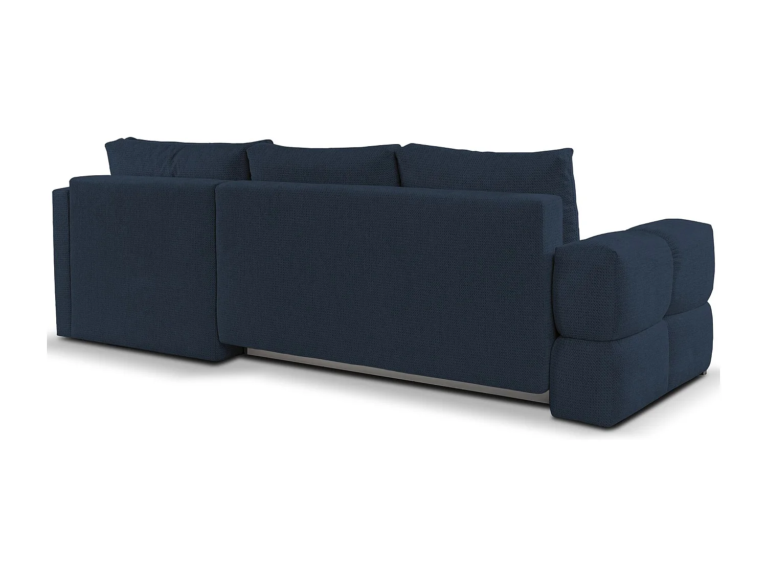 Hoekbedbank met chenillebekleding – slaapfunctie en opbergruimte – marineblauw – omkeerbaar – TAREMI