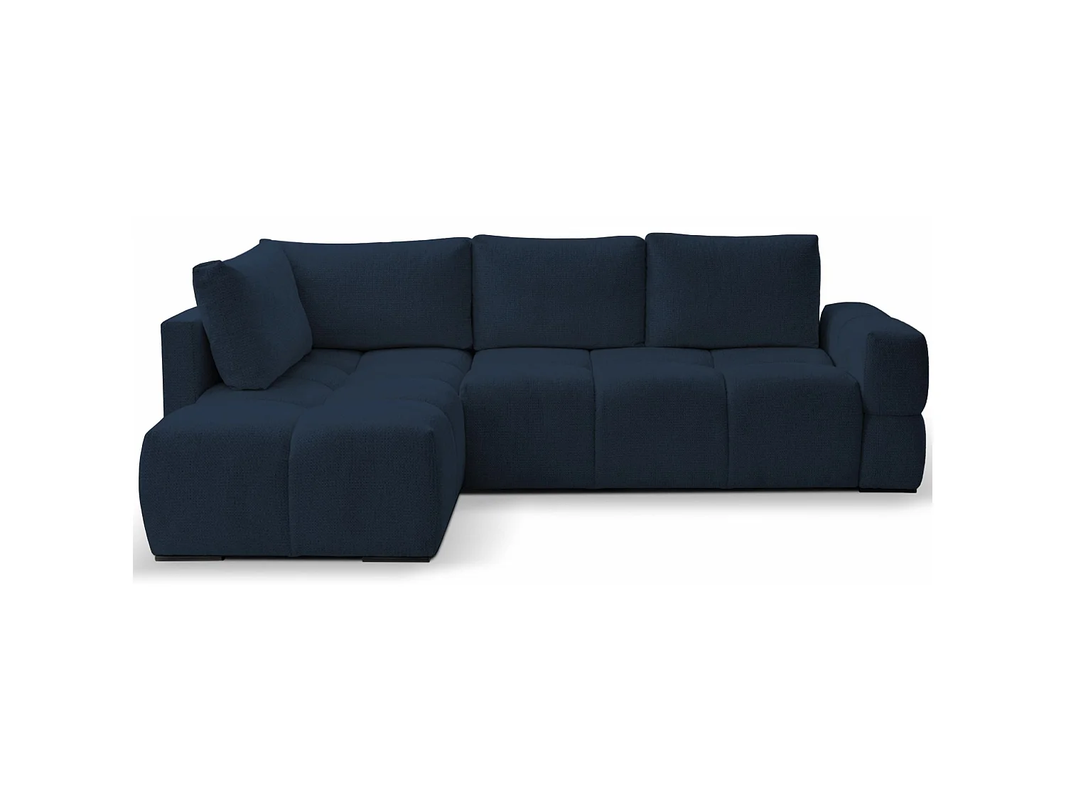 Hoekbedbank met chenillebekleding – slaapfunctie en opbergruimte – marineblauw – omkeerbaar – TAREMI
